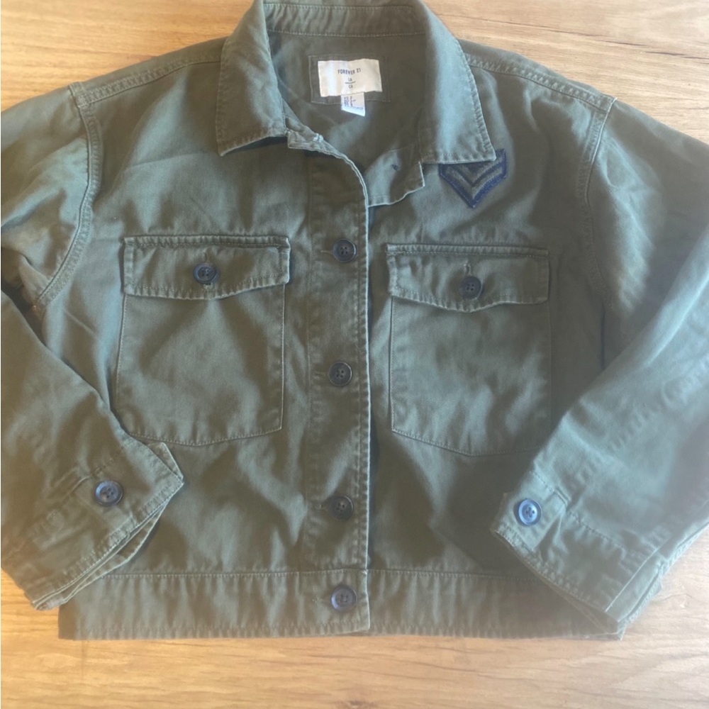 Forever 21 Military Army Denim‎ Jacket Green Women’s Small Preloved